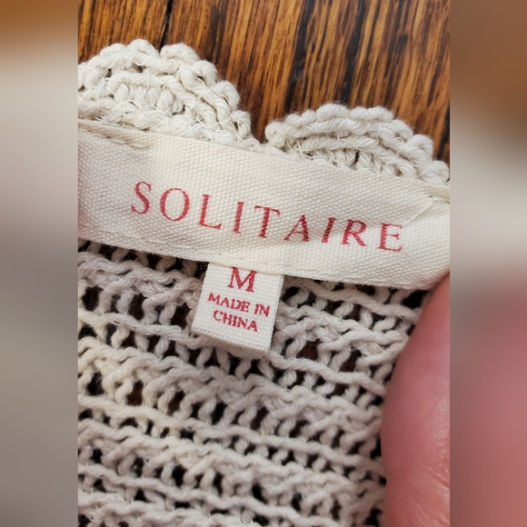 Revolve Solitaire Women's Casual Cream Crochet Pant Set Sizw M - Picture 8 of 16